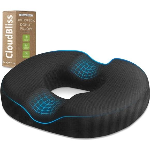 Donut Pillow Seat Cushion Chair Pad for Tailbone Pain Relief and Hemorrhoids - Picture 1 of 7